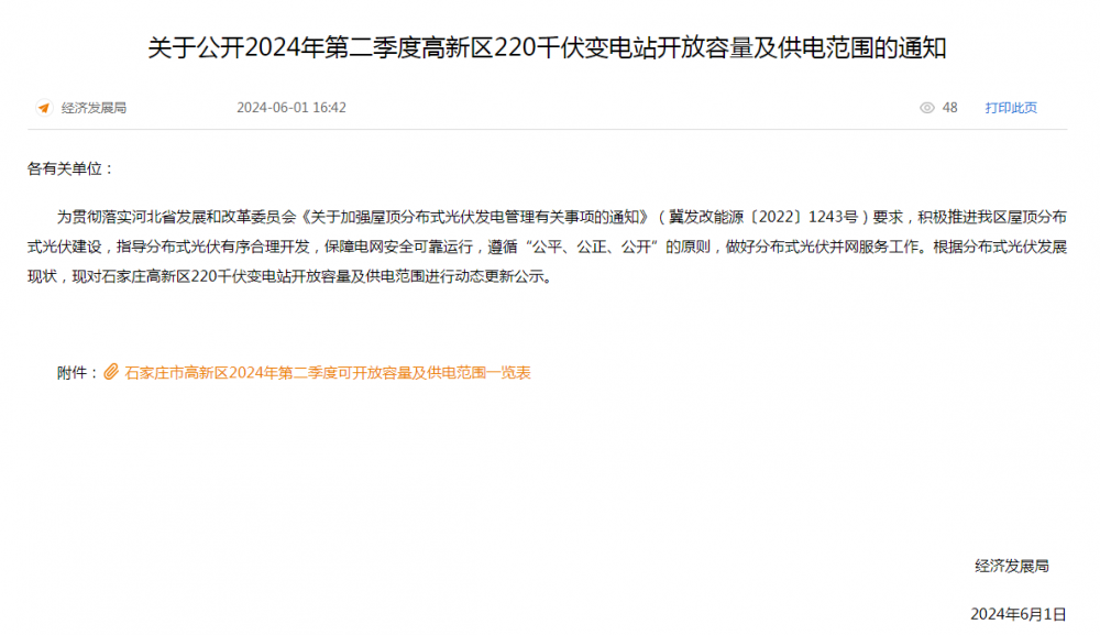 270.6095MW！河北石家庄高新区2024年第二季度各乡