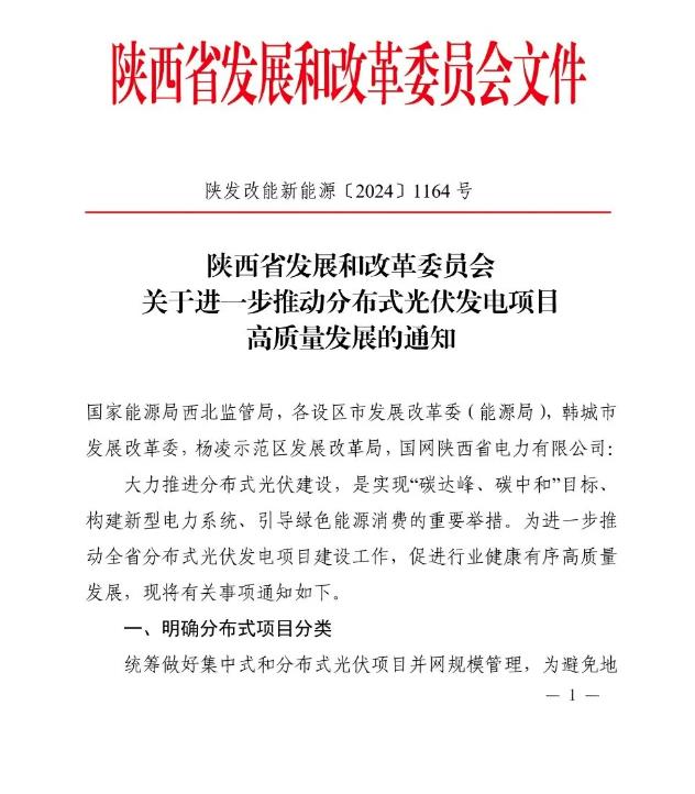 十大举措！陕西发文推动分布式光伏发电项目高质量发展