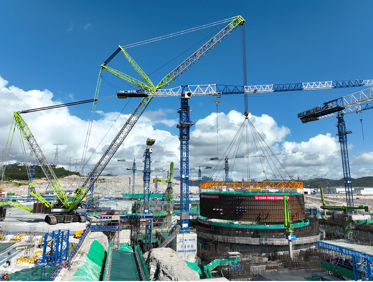 漳州核电3号机组反应堆厂房安全壳钢衬里模块二吊装成功