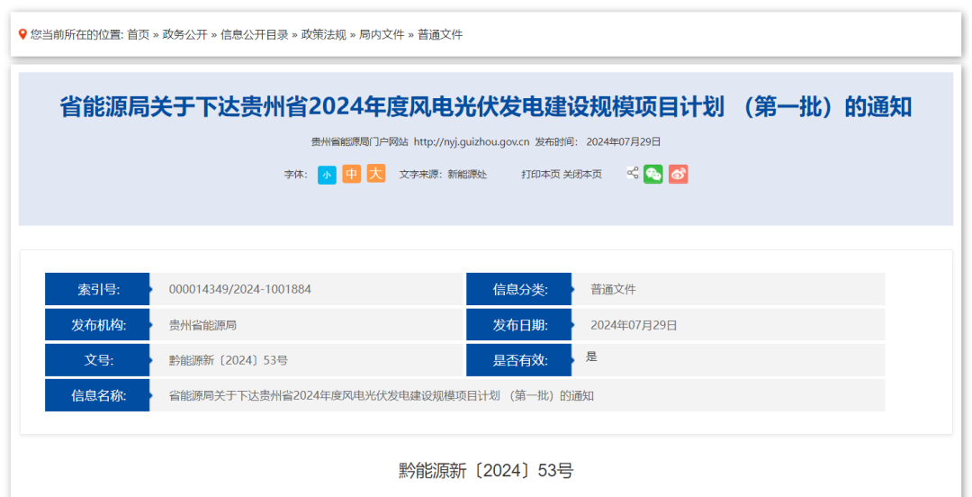 10.74GW！贵州省公布116个风电项目建设规模计划！