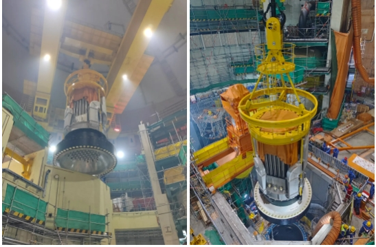 三澳核电项目1号机组反应堆压力容器顶盖首次吊装就位成功