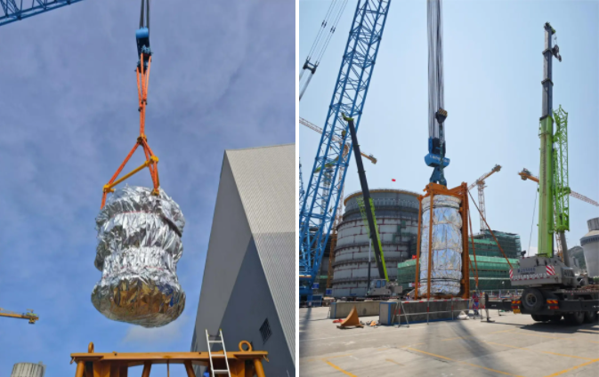 三门核电3号机组堆内构件及一体化堆顶组件吊装就位