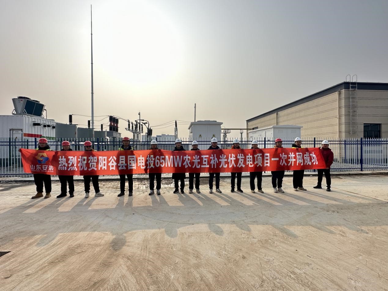 追光逐日！阳谷县国电投65MW农光互补光伏发电项目一次并网成