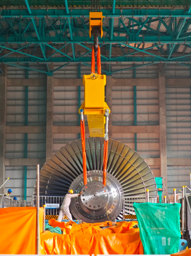 三澳核电项目1号机组汽轮发电机组轴系初找中完成