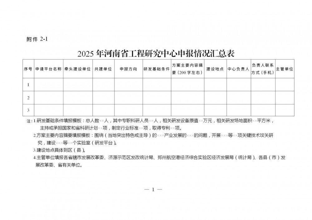 河南省发展和改革委员会关于组织开展2025年河南省工程研究中