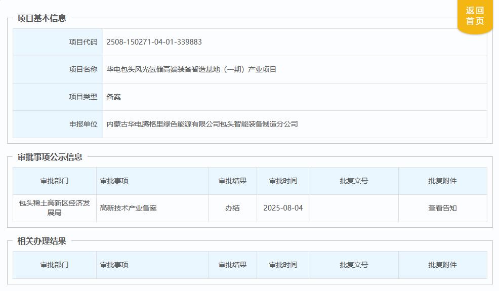 总投7亿！华电氢储装备制造项目备案