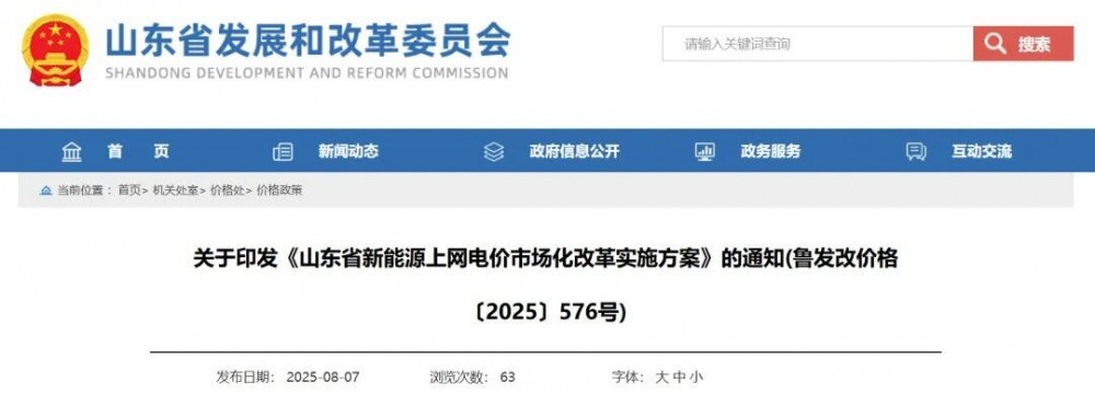 《山东省新能源上网电价市场化改革实施方案》印发！