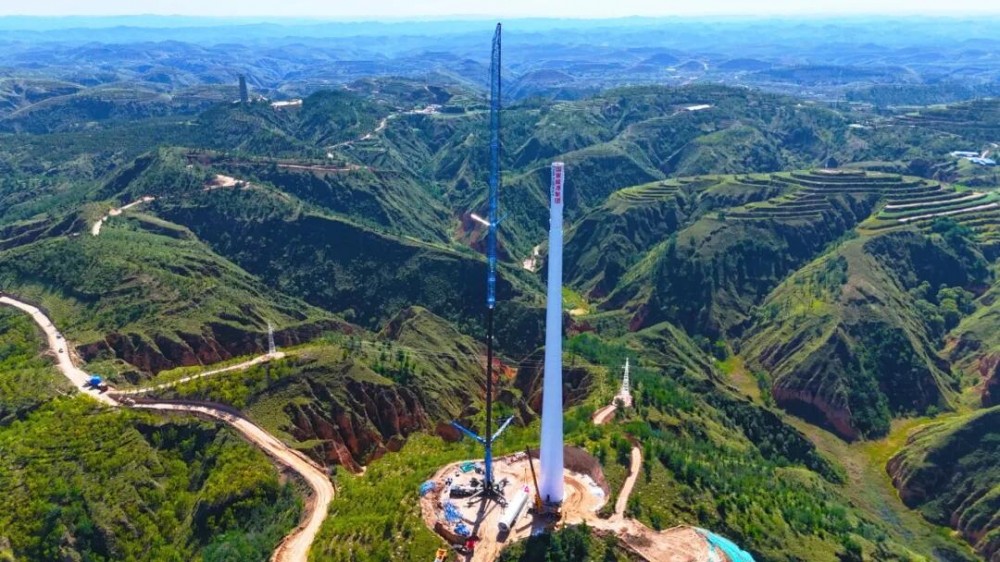 陕建国能子洲5万千瓦风电项目吊装圆满收官