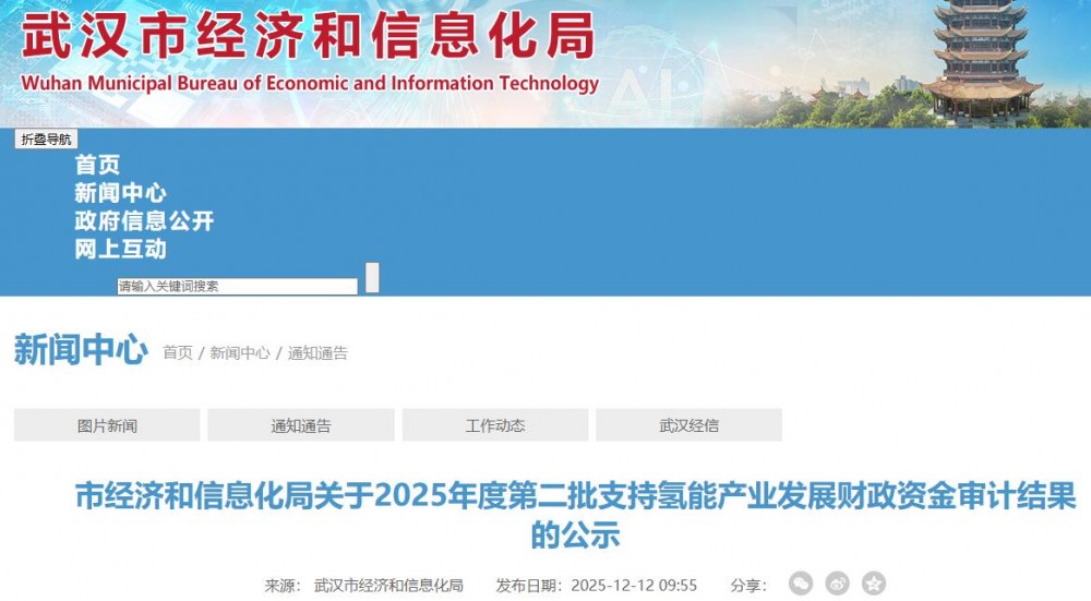 武汉市经济和信息化局关于2025年度第二批支持氢能产业发展财